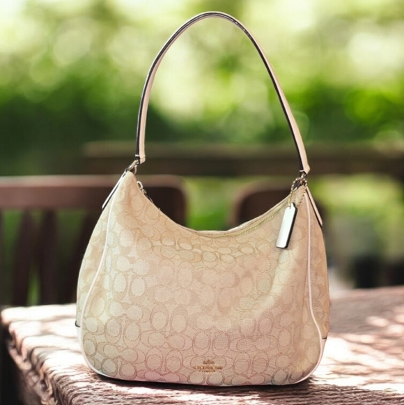 Coach Handbags - Coach Zip Top Shoulder Bag in Signature Canvas